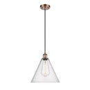 Ballston Cone Mini Pendant shown in the Antique Copper finish with a Seedy shade