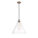 Ballston Cone Pendant shown in the Antique Copper finish with a Clear shade