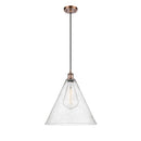 Ballston Cone Pendant shown in the Antique Copper finish with a Seedy shade