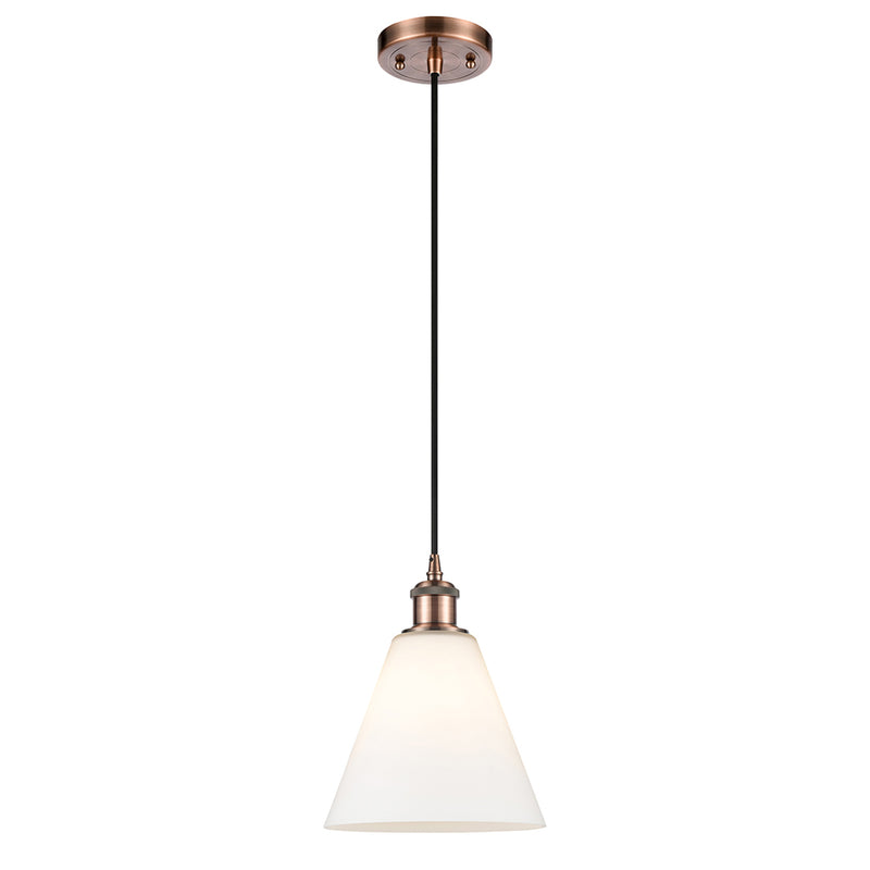 Ballston Cone Mini Pendant shown in the Antique Copper finish with a Matte White shade