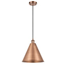 Ballston Cone Mini Pendant shown in the Antique Copper finish with a Matte Black shade