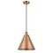 Ballston Cone Mini Pendant shown in the Antique Copper finish with a Matte Black shade