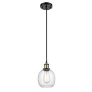 Belfast Mini Pendant shown in the Black Antique Brass finish with a Seedy shade