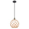 Farmhouse Rope Mini Pendant shown in the Black Antique Brass finish with a White Glass with Brown Rope shade