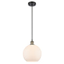 Athens Mini Pendant shown in the Black Antique Brass finish with a Matte White shade