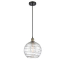 Deco Swirl Mini Pendant shown in the Black Antique Brass finish with a Clear shade