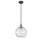 Deco Swirl Mini Pendant shown in the Black Antique Brass finish with a Clear shade