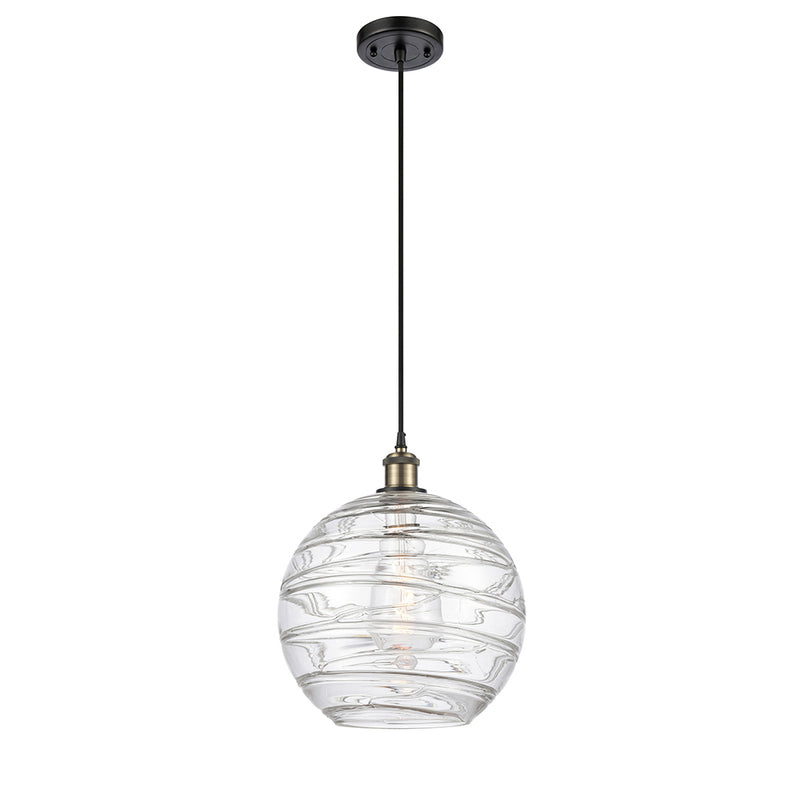 Deco Swirl Mini Pendant shown in the Black Antique Brass finish with a Clear shade