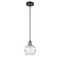 Deco Swirl Mini Pendant shown in the Black Antique Brass finish with a Clear shade