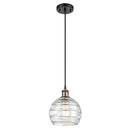 Deco Swirl Mini Pendant shown in the Black Antique Brass finish with a Clear shade