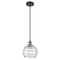 Deco Swirl Mini Pendant shown in the Black Antique Brass finish with a Clear shade