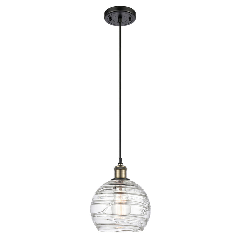 Deco Swirl Mini Pendant shown in the Black Antique Brass finish with a Clear shade