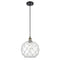 Farmhouse Rope Mini Pendant shown in the Black Antique Brass finish with a Clear Glass with White Rope shade