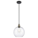 Athens Mini Pendant shown in the Black Antique Brass finish with a Clear shade