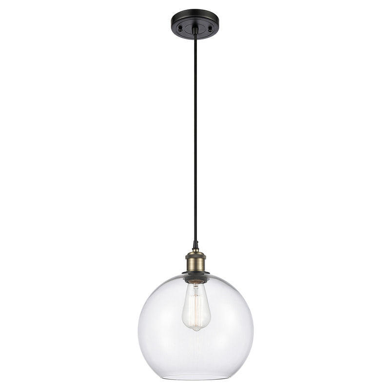 Athens Mini Pendant shown in the Black Antique Brass finish with a Clear shade