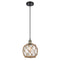 Farmhouse Rope Mini Pendant shown in the Black Antique Brass finish with a Clear Glass with Brown Rope shade