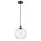 Athens Mini Pendant shown in the Black Antique Brass finish with a Seedy shade