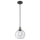 Athens Mini Pendant shown in the Black Antique Brass finish with a Seedy shade