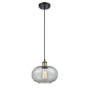 Gorham Mini Pendant shown in the Black Antique Brass finish with a Charcoal shade