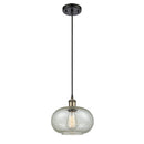 Gorham Mini Pendant shown in the Black Antique Brass finish with a Mica shade