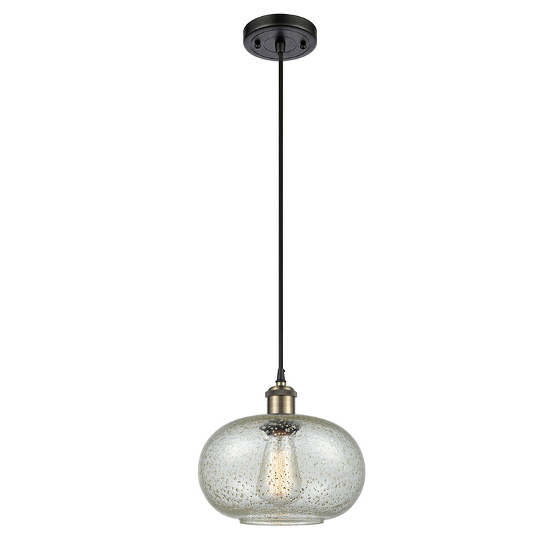 Gorham Mini Pendant shown in the Black Antique Brass finish with a Mica shade