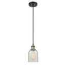 Caledonia Mini Pendant shown in the Black Antique Brass finish with a Mouchette shade