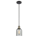 Caledonia Mini Pendant shown in the Black Antique Brass finish with a Charcoal shade