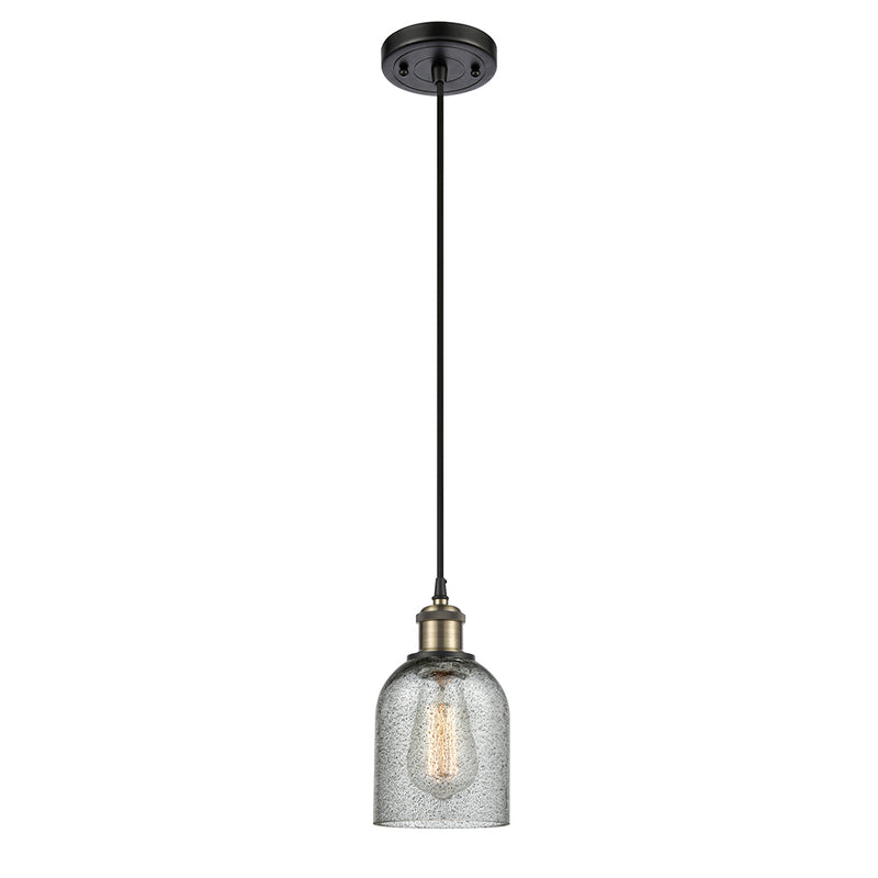 Caledonia Mini Pendant shown in the Black Antique Brass finish with a Charcoal shade