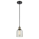 Caledonia Mini Pendant shown in the Black Antique Brass finish with a Mica shade