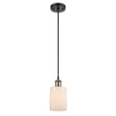 Hadley Mini Pendant shown in the Black Antique Brass finish with a Matte White shade