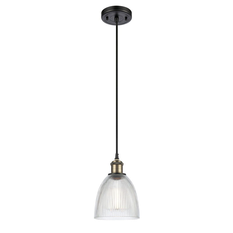 Castile Mini Pendant shown in the Black Antique Brass finish with a Clear shade