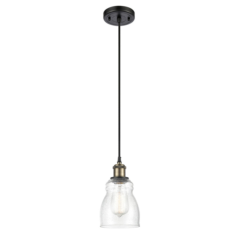 Ellery Mini Pendant shown in the Black Antique Brass finish with a Seedy shade