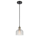 Dayton Mini Pendant shown in the Black Antique Brass finish with a Clear shade