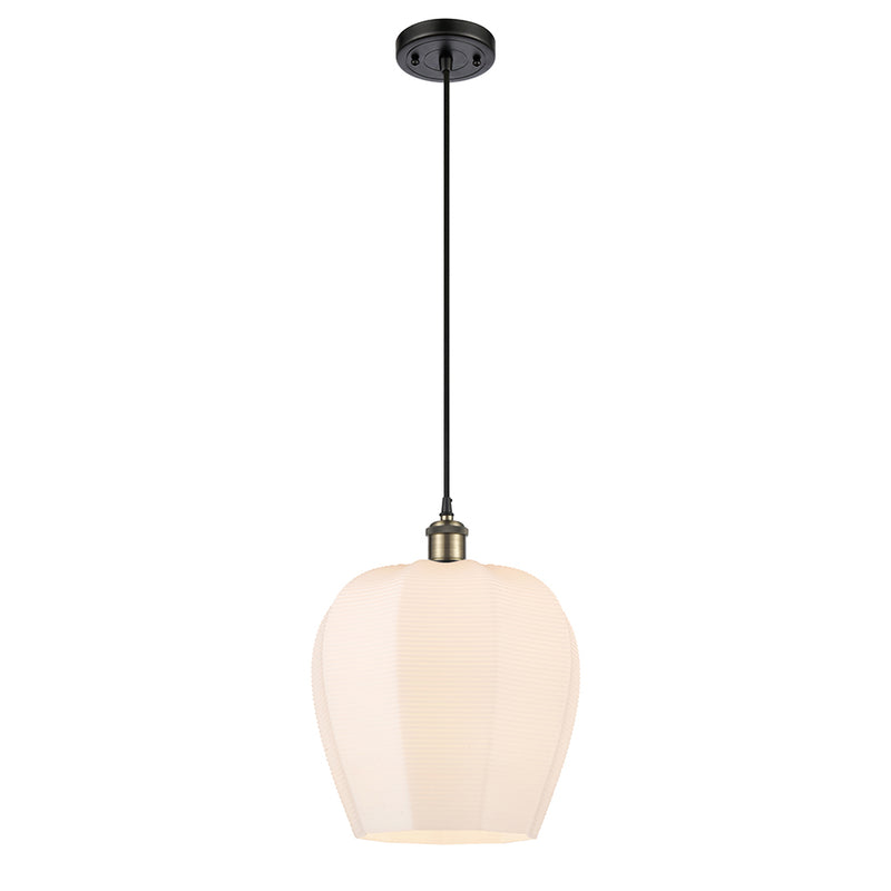 Norfolk Mini Pendant shown in the Black Antique Brass finish with a Matte White shade