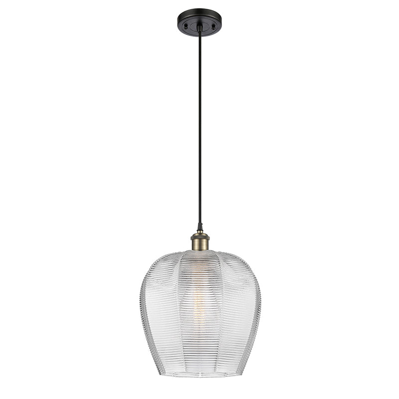 Norfolk Mini Pendant shown in the Black Antique Brass finish with a Clear shade