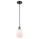 Eaton Mini Pendant shown in the Black Antique Brass finish with a Matte White shade