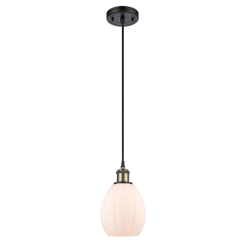 Eaton Mini Pendant shown in the Black Antique Brass finish with a Matte White shade