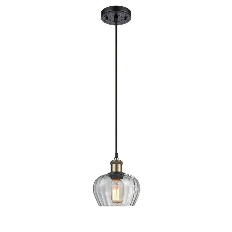 Fenton Mini Pendant shown in the Black Antique Brass finish with a Clear shade