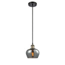 Fenton Mini Pendant shown in the Black Antique Brass finish with a Plated Smoke shade