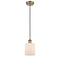 Cobbleskill Mini Pendant shown in the Brushed Brass finish with a Matte White shade