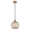 Farmhouse Rope Mini Pendant shown in the Brushed Brass finish with a Clear Glass with Brown Rope shade