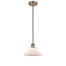 Orwell Mini Pendant shown in the Brushed Brass finish with a Matte White shade