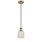 Caledonia Mini Pendant shown in the Brushed Brass finish with a Mouchette shade