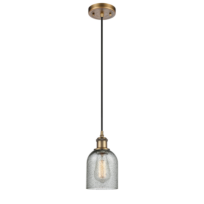 Caledonia Mini Pendant shown in the Brushed Brass finish with a Charcoal shade