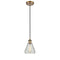 Conesus Mini Pendant shown in the Brushed Brass finish with a Clear Crackle shade