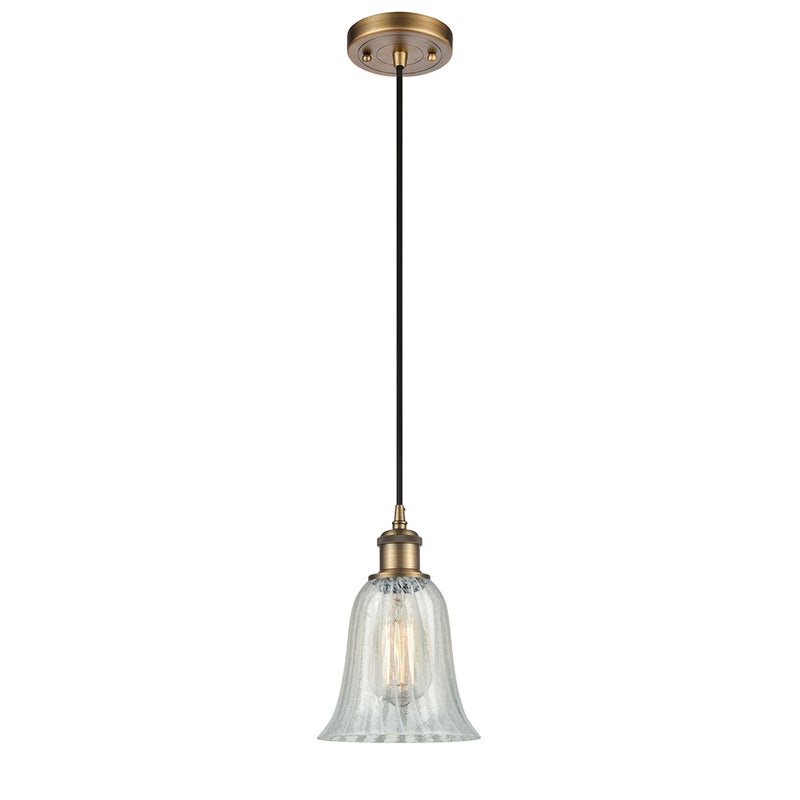 Hanover Mini Pendant shown in the Brushed Brass finish with a Mouchette shade