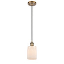 Hadley Mini Pendant shown in the Brushed Brass finish with a Matte White shade