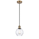 Waverly Mini Pendant shown in the Brushed Brass finish with a Clear shade