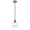 Waverly Mini Pendant shown in the Brushed Brass finish with a Clear shade