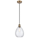 Waverly Mini Pendant shown in the Brushed Brass finish with a Clear shade